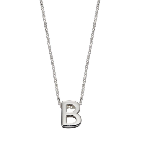 Simple Silver Initial Necklace (A-Z) Pendant Gecko   
