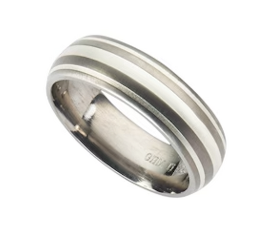 Titanium Striped Ring Ring G H Moore   