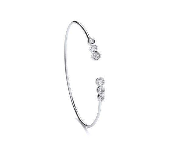 Silver & Cubic Zirconia Cuff Bangle  Cavendish French   