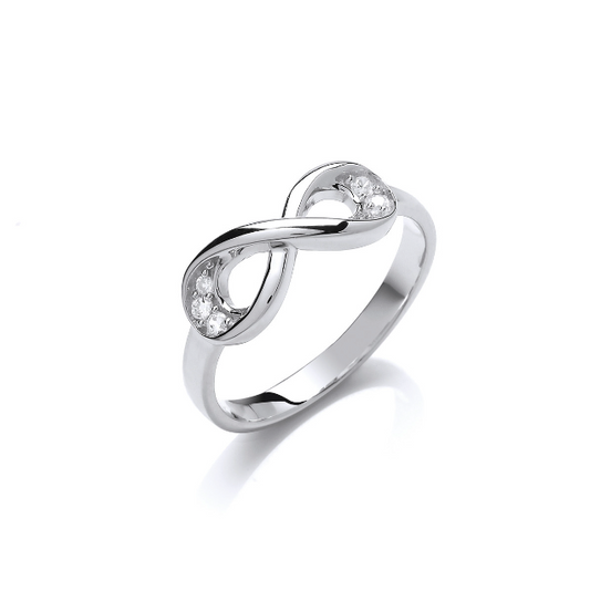 Silver Stone Set Infinity Ring Ring Cavendish French   