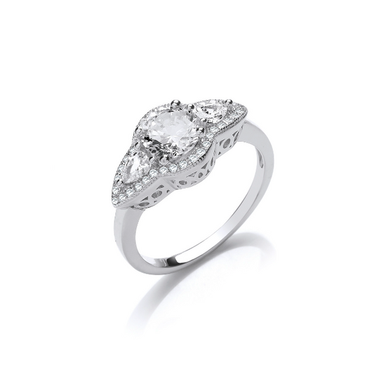 Silver Victorianna Ring with Cubic Zirconia Ring Cavendish French   