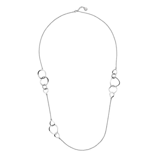 Silver organic cluster loops long chain necklace Necklace Sea Gems Ltd   