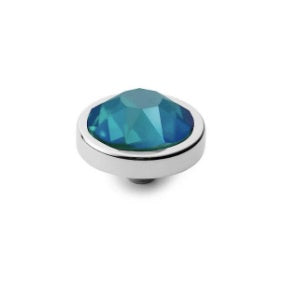 Qudo Steel and blue zircon shimmer swarovski 9mm canino ring top Ring Topper Qudo Composable Rings   