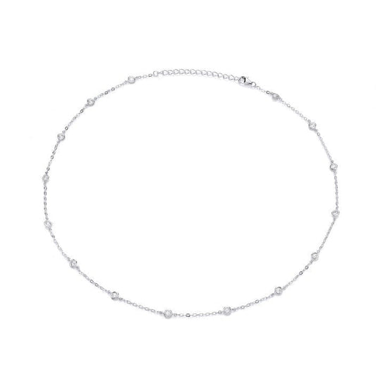 Adorable Silver & Cubic Zirconia Solitaires Necklace Necklace Cavendish French