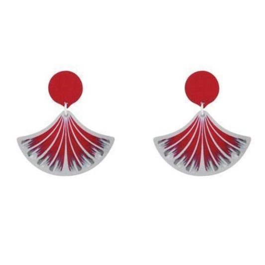 Aluminium Designs red feather drop earrings Earrings Pixalum   