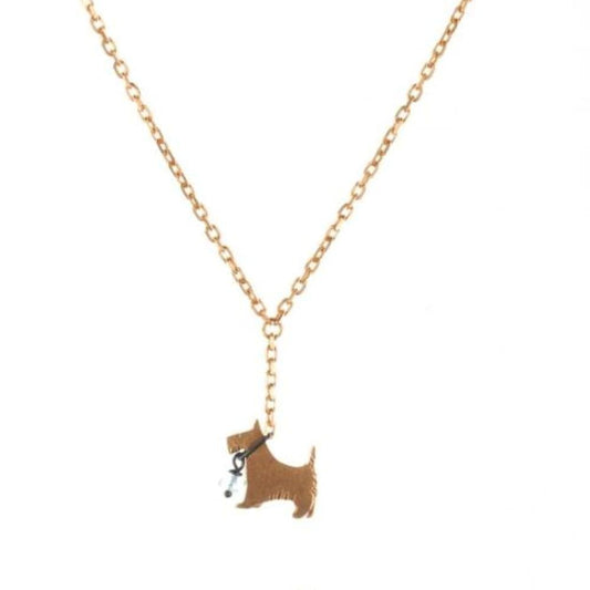 Amanda Coleman gold black moonstone scottie dog necklace Necklace Amanda Coleman   