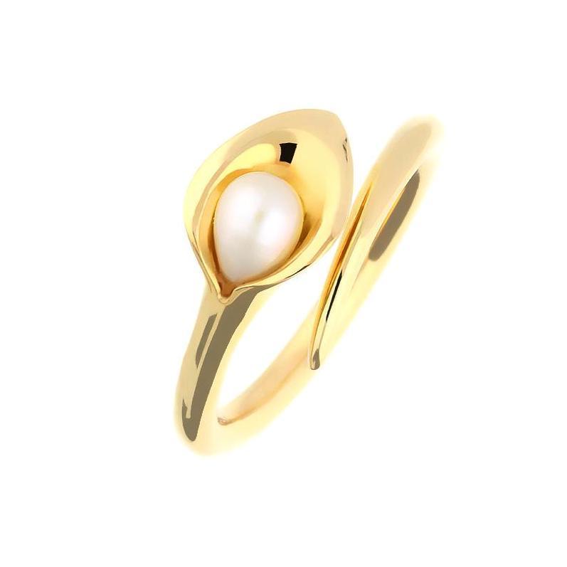 Amanda Cox 9ct yellow gold white pearl small lily ring Ring Amanda Cox   