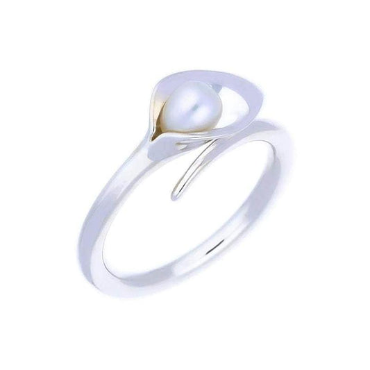 Amanda Cox Silver white pearl small lily ring Ring Amanda Cox   