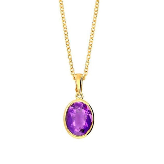 9ct gold amethyst oval pendant Pendant Amore   