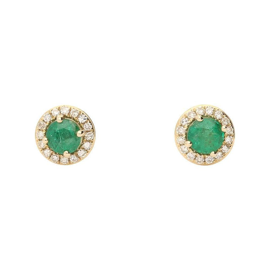 9ct gold emerald diamond round stud earrings Earrings Amore   