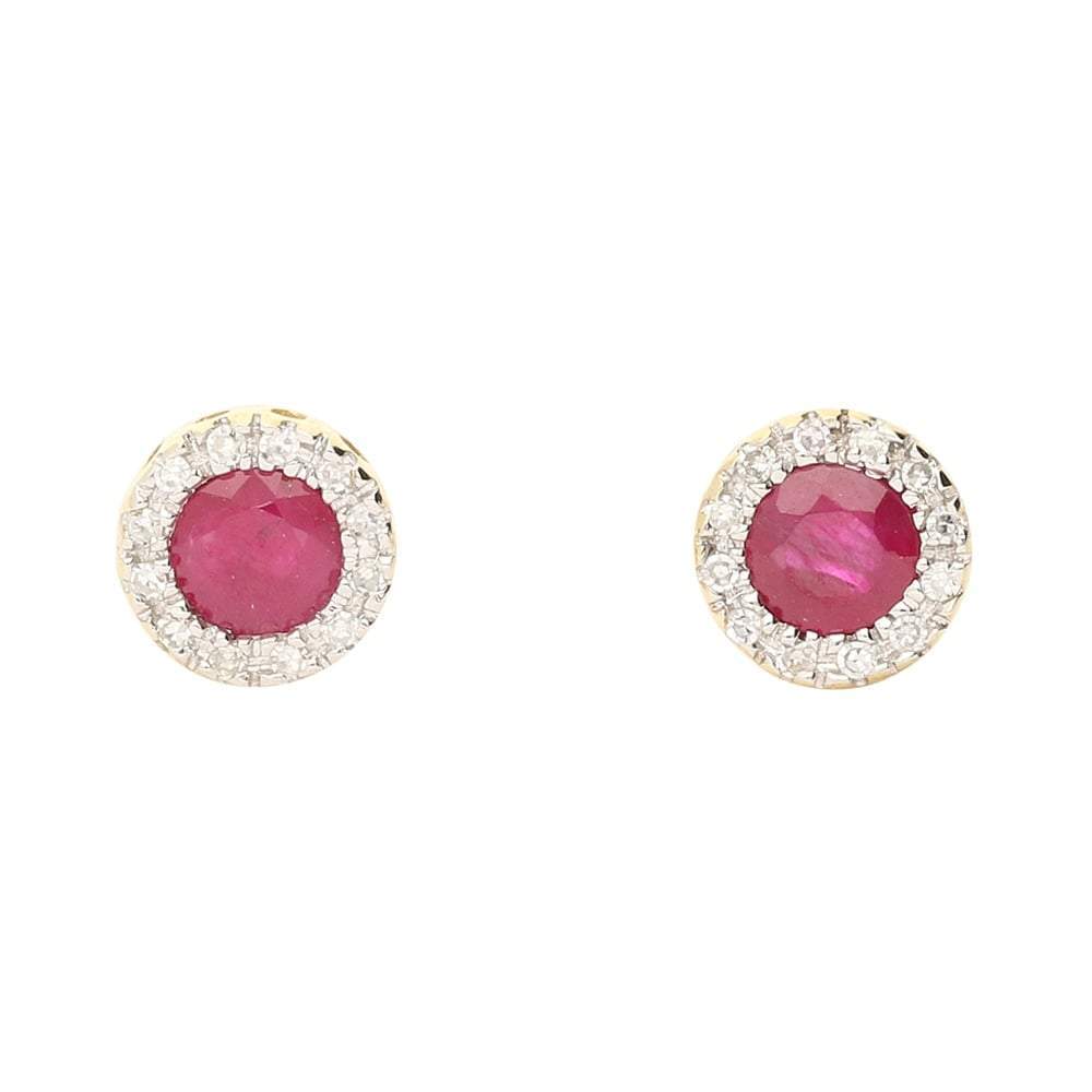 9ct gold Ruby and Diamond cluster stud earrings Earrings Amore   