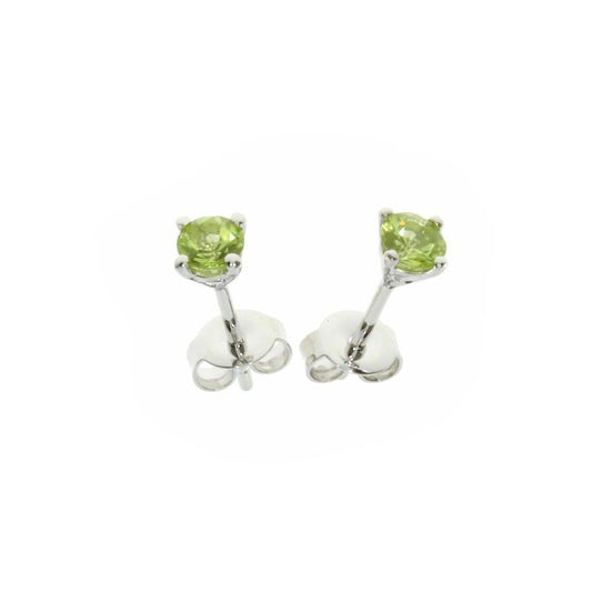 Silver and Peridot 4mm round studs Earrings Amore   