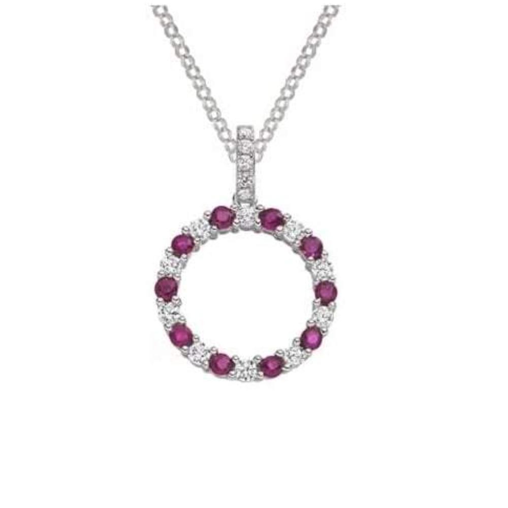 Silver and ruby circle of life pendant Pendant Amore   