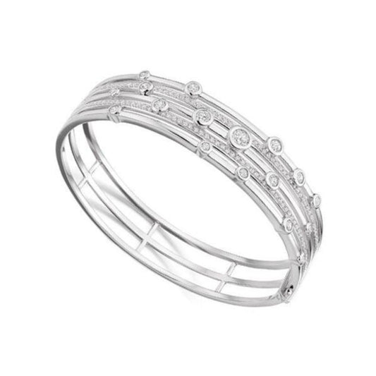 Silver bangle set with scattered cubic zirconia Bangle Amore   