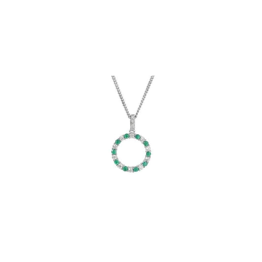 Silver circle of life pendant set with Emeralds Pendant Amore   