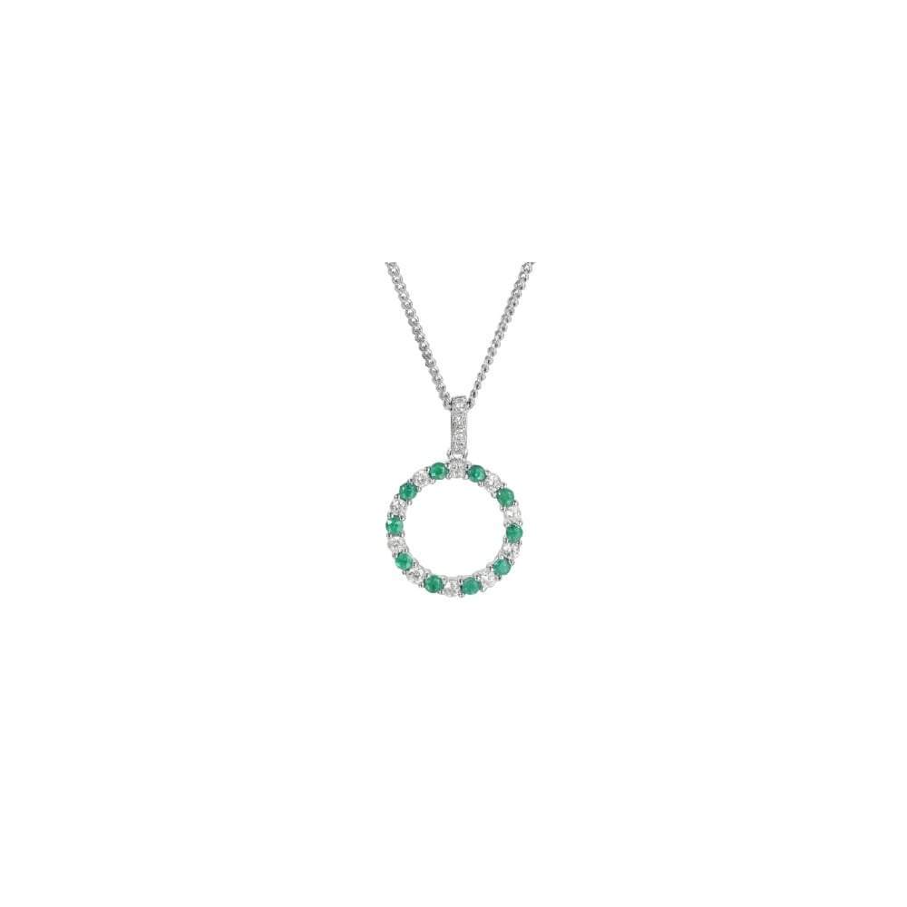 Silver circle of life pendant set with Emeralds Pendant Amore   