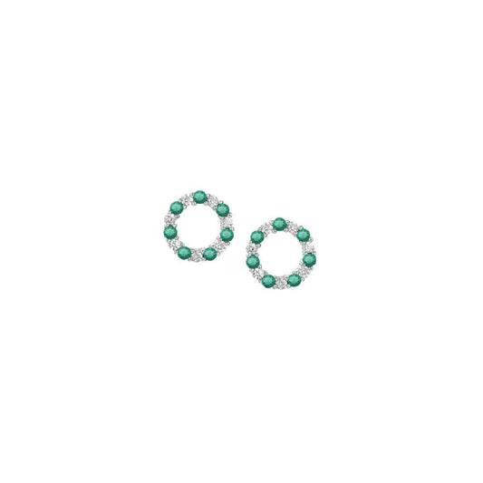 Silver circle of life stud earrings with Emerald and CZ Earrings Amore   