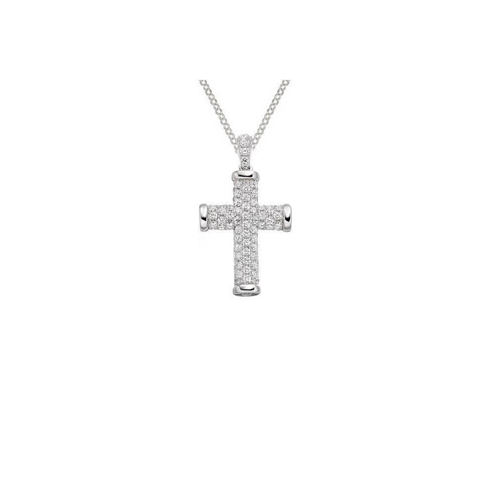 Silver CZ sparkle cross Pendant Amore   
