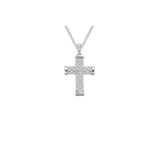 Silver CZ sparkle cross Pendant Amore   