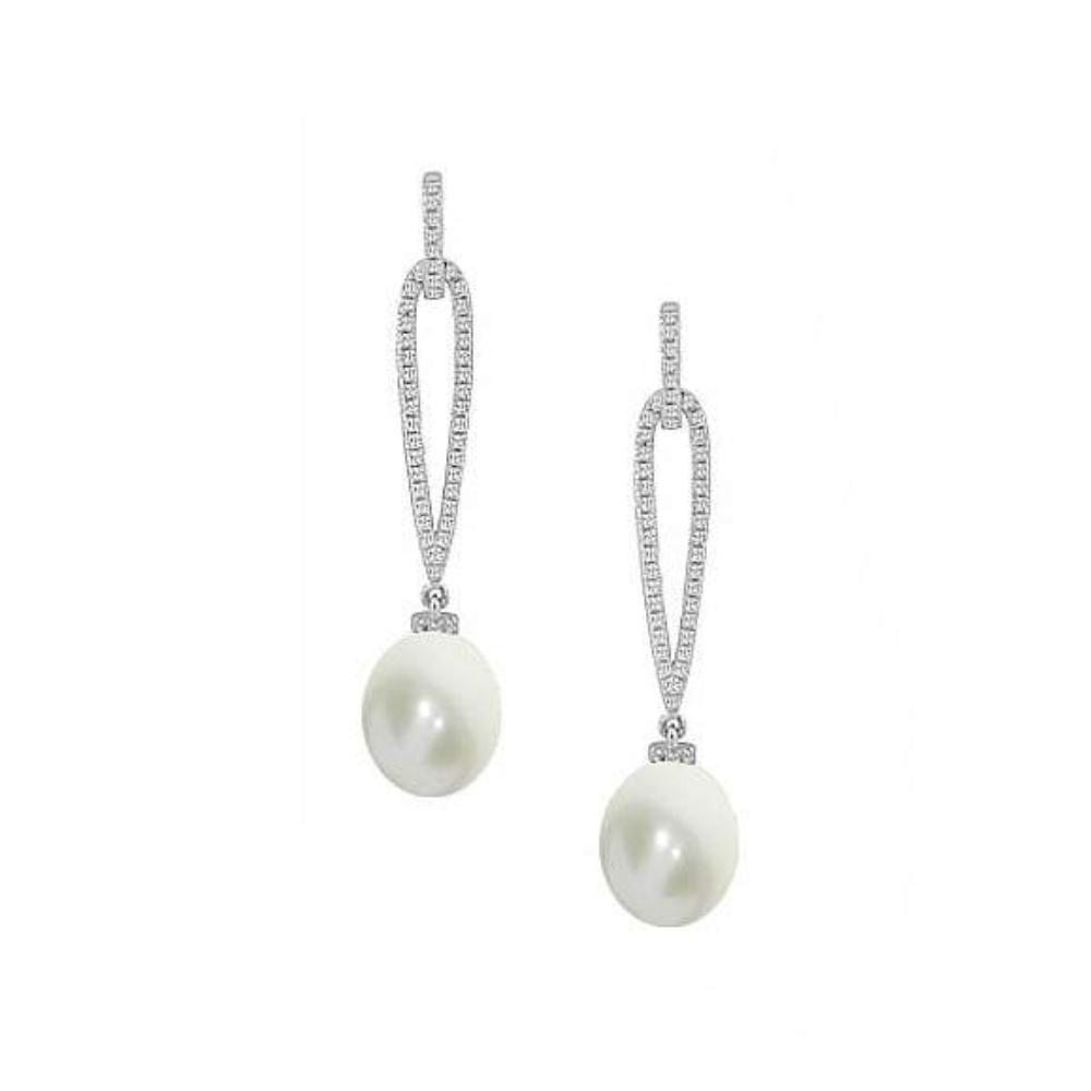 Silver & pearl drops with cubic zirconia Earrings Amore   