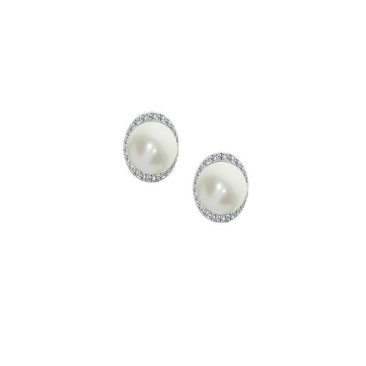 Silver Pearl moonlight stud earrings Earrings Amore   