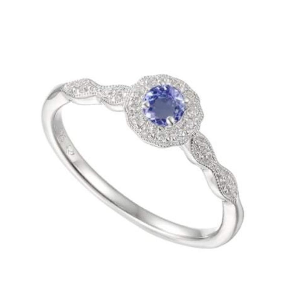 Silver tanzanite cluster ring with twist Ring Amore   