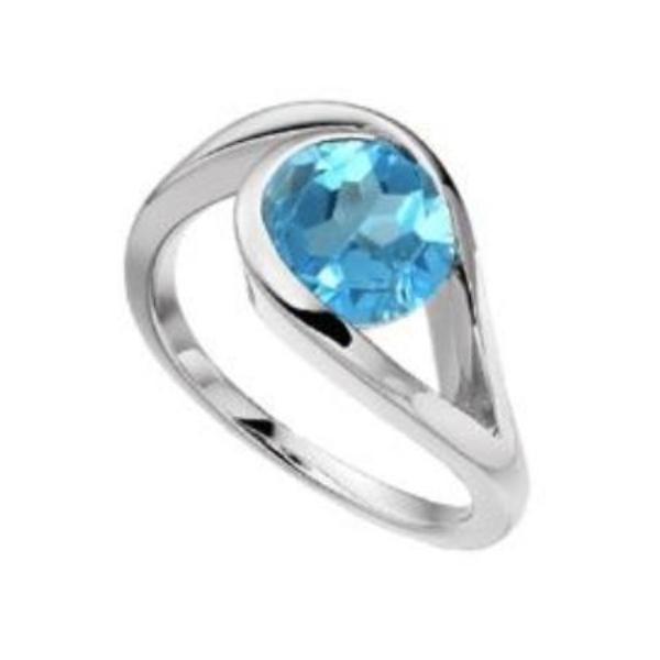 Silver blue topaz teardrop swirl ring Ring Amore   