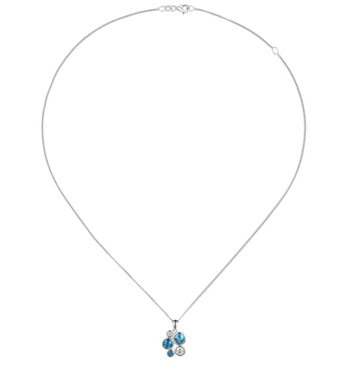 Silver Fantasia Symphony Blue Topaz Necklace Pendant Amore   