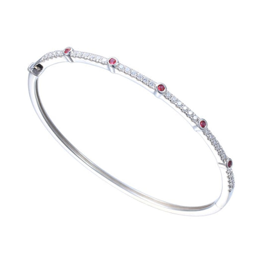 Silver Ultra Red Ruby Bangle Bangle Amore   