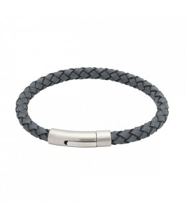 Antique black leather plaited bracelet with matt steel clasp Bracelet Unique