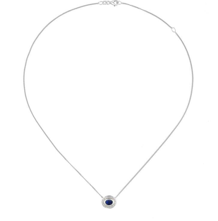 Silver Apollo Blue Sapphire Necklace Pendant Amore   
