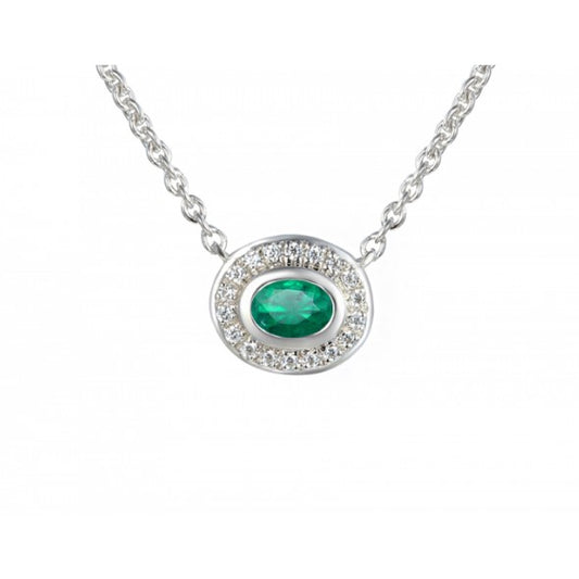 Silver Apollo Green Emerald Necklace Pendant Amore   