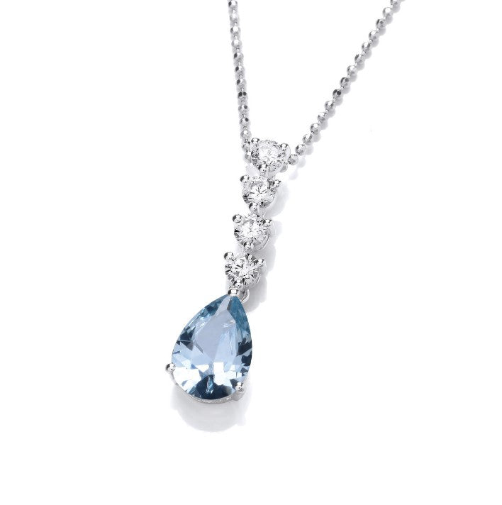 Silver Aqua Quattro Teardrop Pendant Pendant Cavendish French   