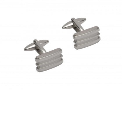 Steel grooved rectangle cufflinks Cufflinks Unique   