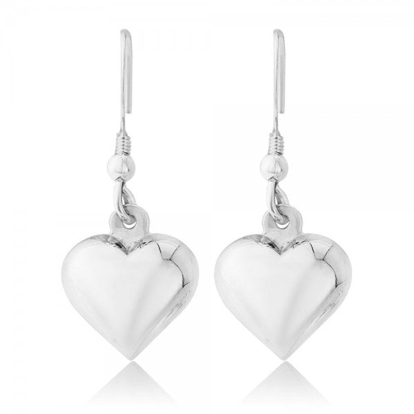 Silver puff heart hook earrings Earrings Trink   