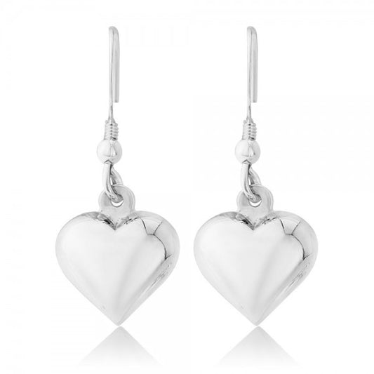 Silver puff heart hook earrings Earrings Trink   