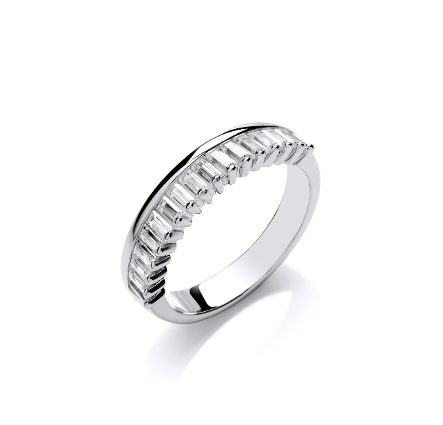 Baguette Cut Cubic Zirconia Silver Ring Ring Cavendish French   