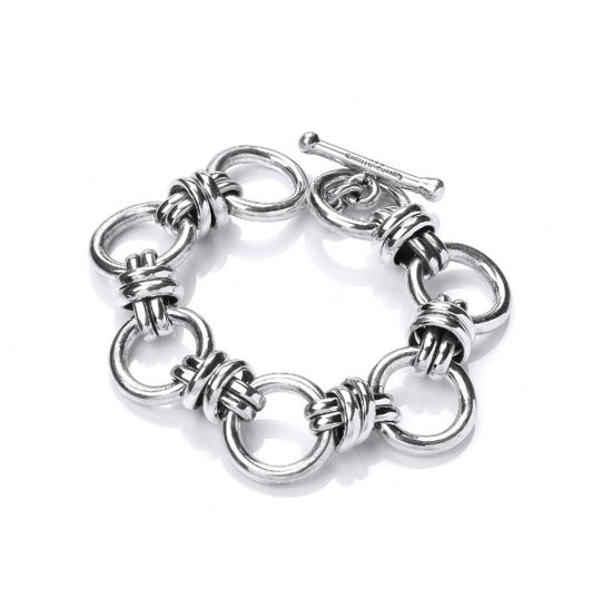 Beaten Silver Barrelled Loops Bracelet Bracelet Cavendish French   