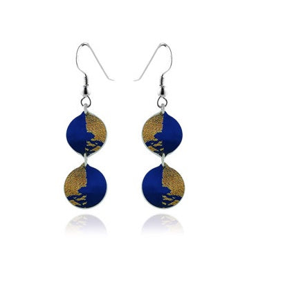 Aluminium Designs gold dust blue hook earrings Earrings Pixalum   