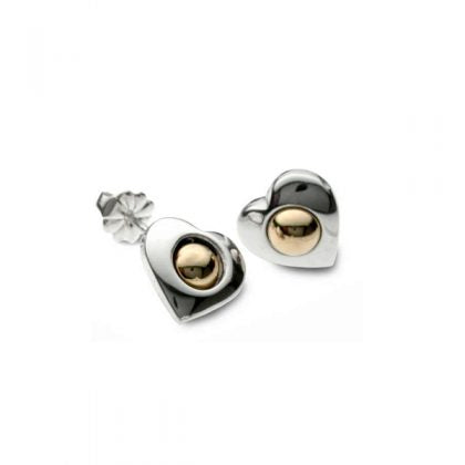 Silver and gold bead 2-partr heart stud earrings Earrings Church House   