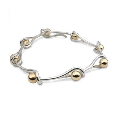 Silver & 9ct gold bead interlink bracelet Bracelet Church House   