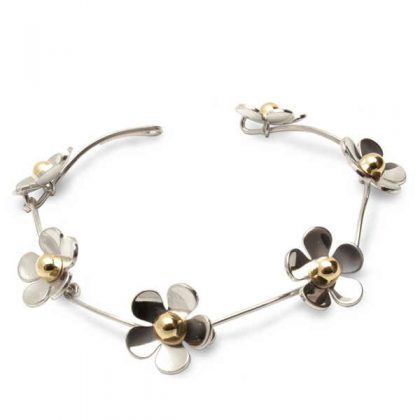 Silver & 9ct gold bead daisy bracelet Bracelet Church House   