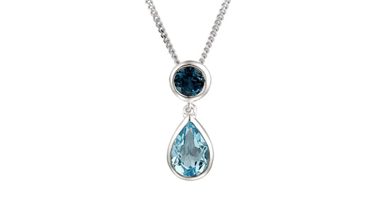 Blue topaz teardrop pendant Pendant Amore
