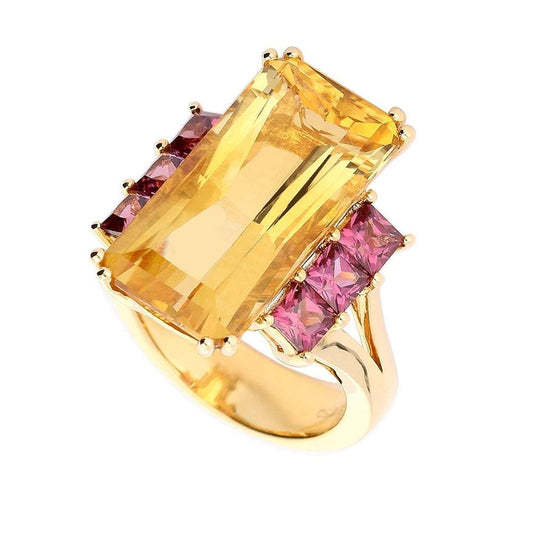 Buchwald 18ct rose gold citrine ring with pink rhodolite side stones Ring Buchwald   