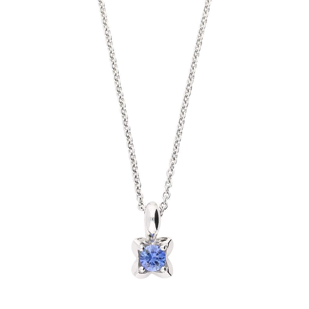 18ct white gold sapphire 0.40ct flower necklace Pendant Buchwald   