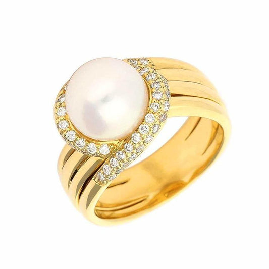 Buchwald yellow gold and white pearl ring with diamonds Ring Buchwald   
