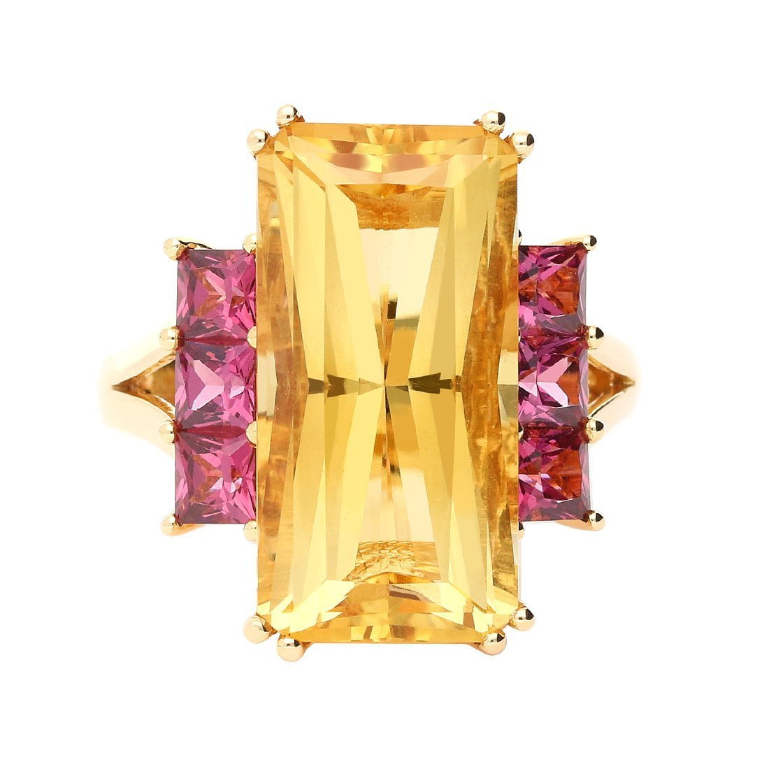 Buchwald 18ct rose gold citrine ring with pink rhodolite side stones Ring Buchwald   