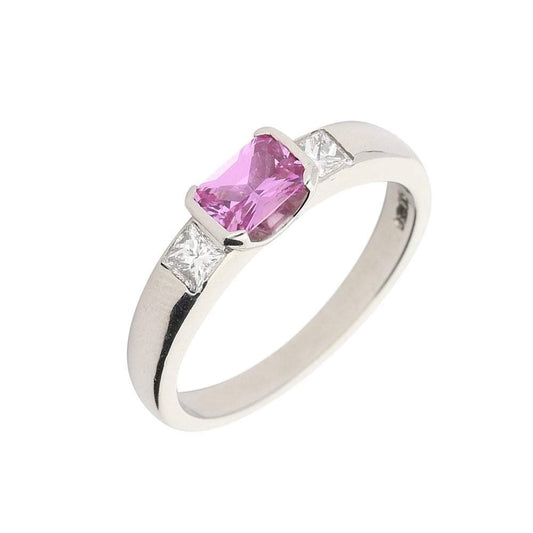 Platinum pink sapphire and diamond trilogy ring Ring Christopher Wharton   