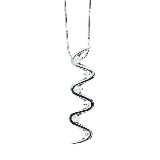 18ct white gold 0.76ct diamond wave pendant Pendant Christopher Wharton   