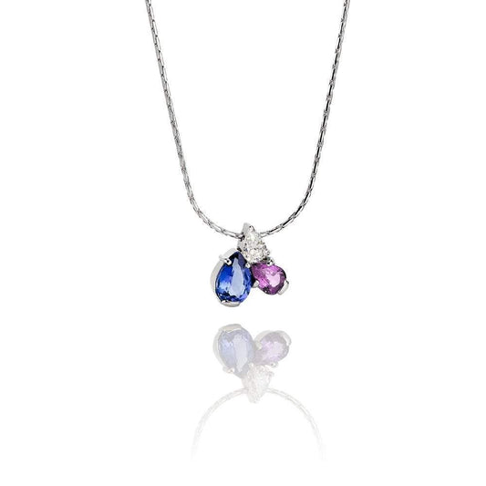 18ct white gold Tanzanite,pink Sapphire,Diamond pendant Pendant Christopher Wharton   